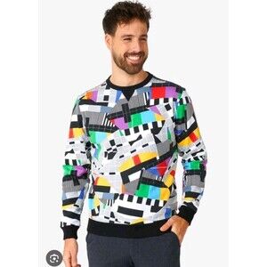 Oppo Suits Mens Sweatshirt multi geometric Empty Television Pattern Size XXL 2XL